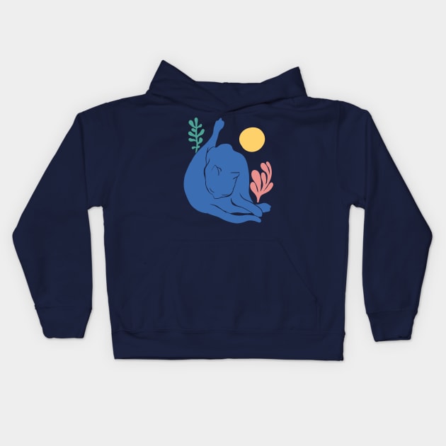 Cat Licking Butt Kids Hoodie by anycolordesigns